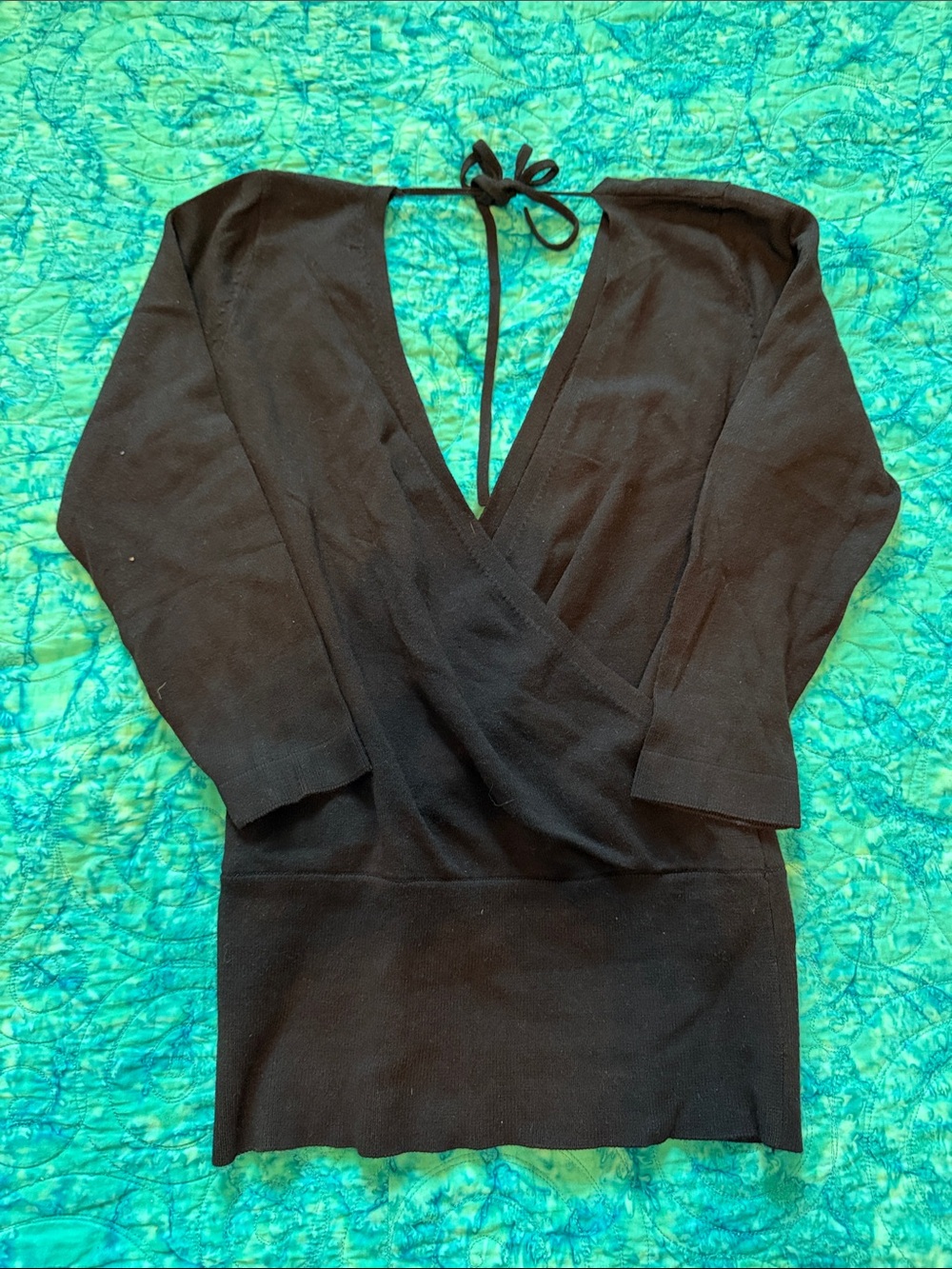Women's Black Wrap V-Neck Knit sweater